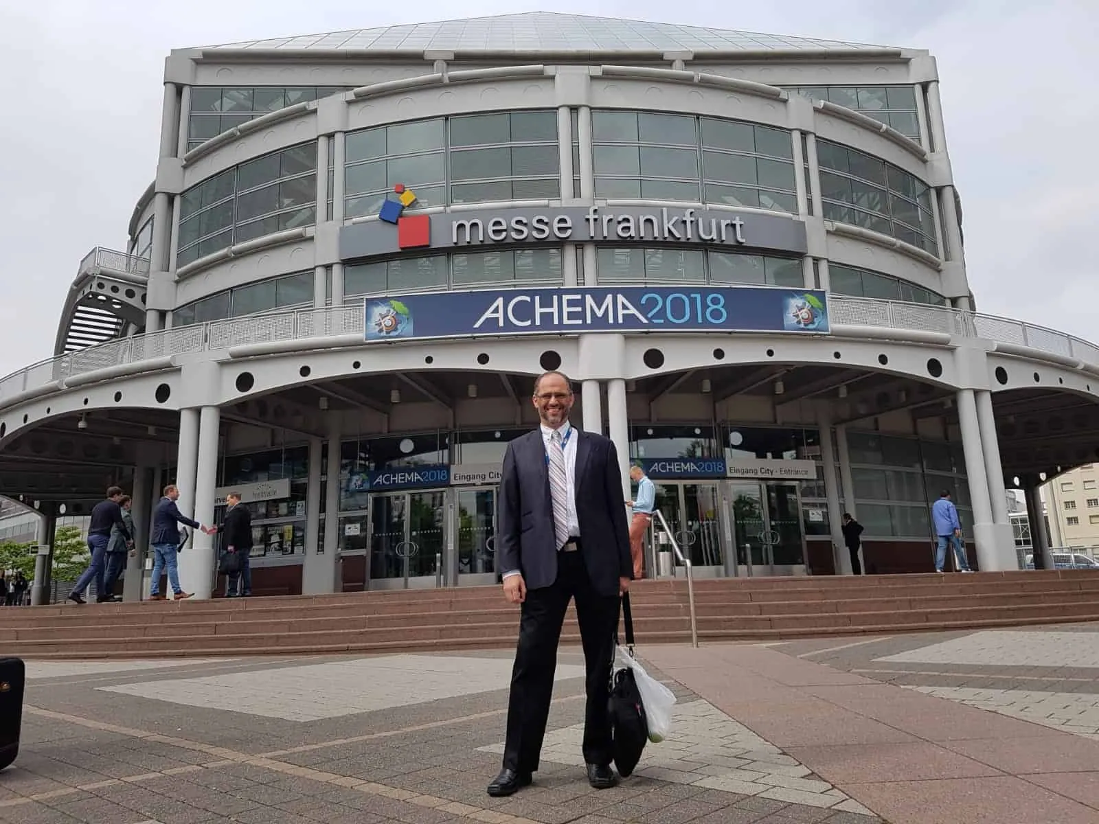 Dr. Aziz Chraibi outside the ACHEMA trade show in Frankfurt
