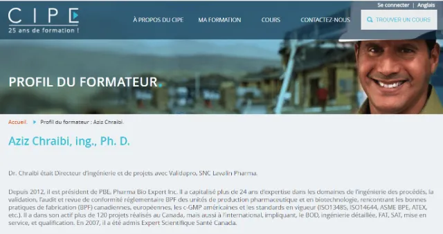 Profil du formateur CIPE, le Dr. Aziz Chraibi
