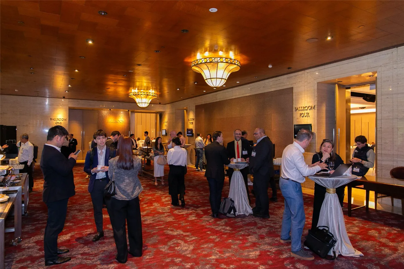 A conference hall during a networking break