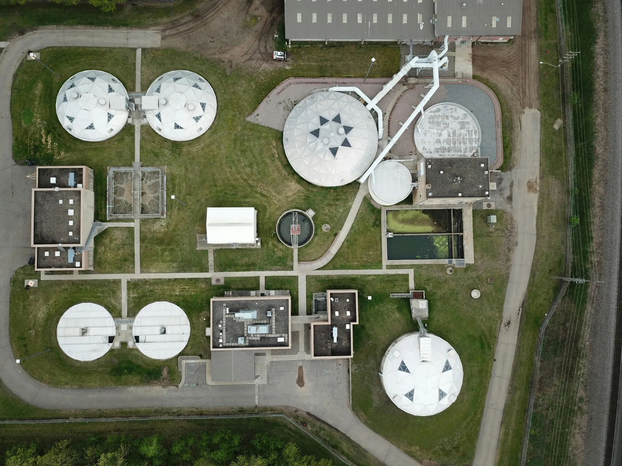 A water treatment plant seen from the air