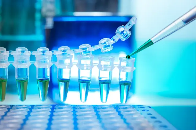 Pipette above a sample plate