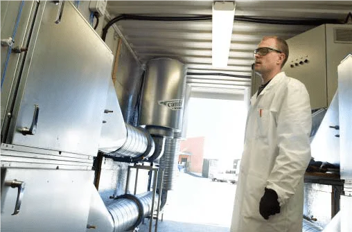 Engineer in front of an air handling unit
