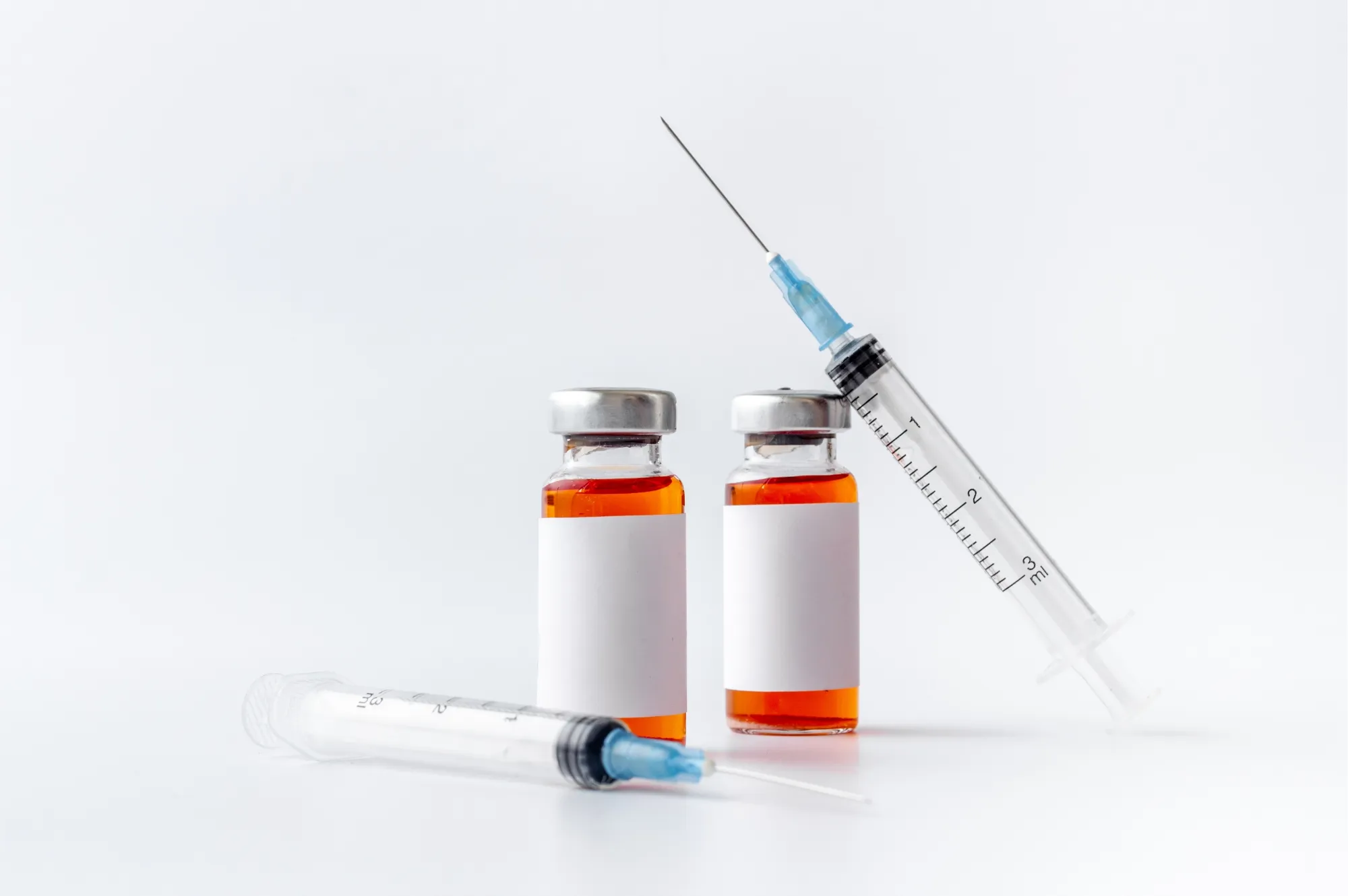 Vials and a syringe for injectables