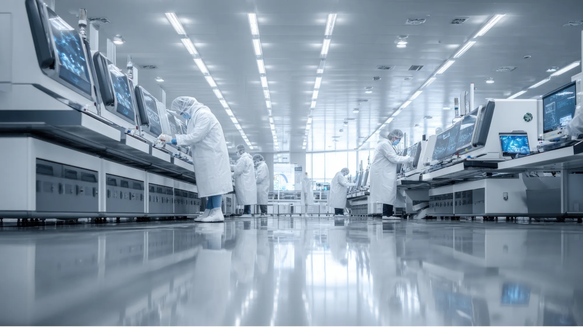 Salle propre moderne et ses équipements de production