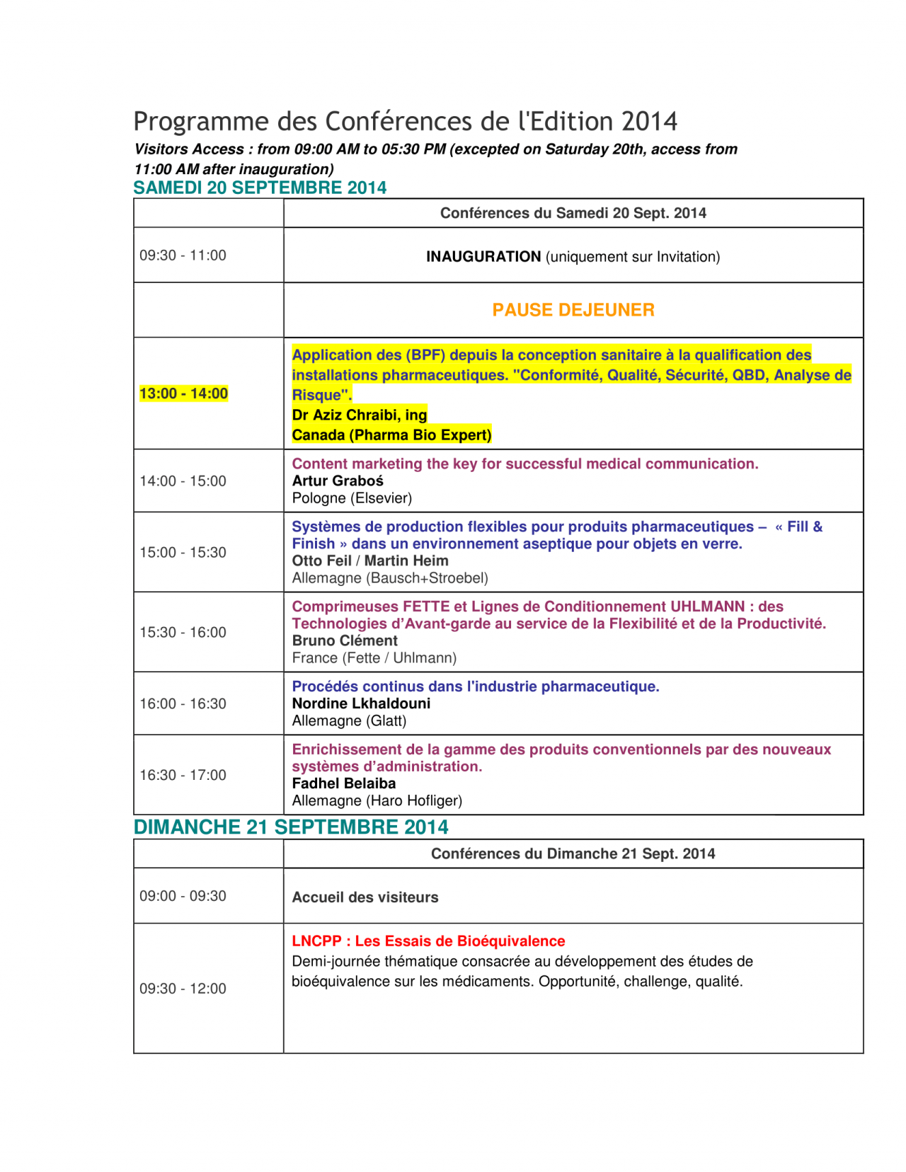Programme des Conférences Maghreb Pharma 20-22 Sept2014-1