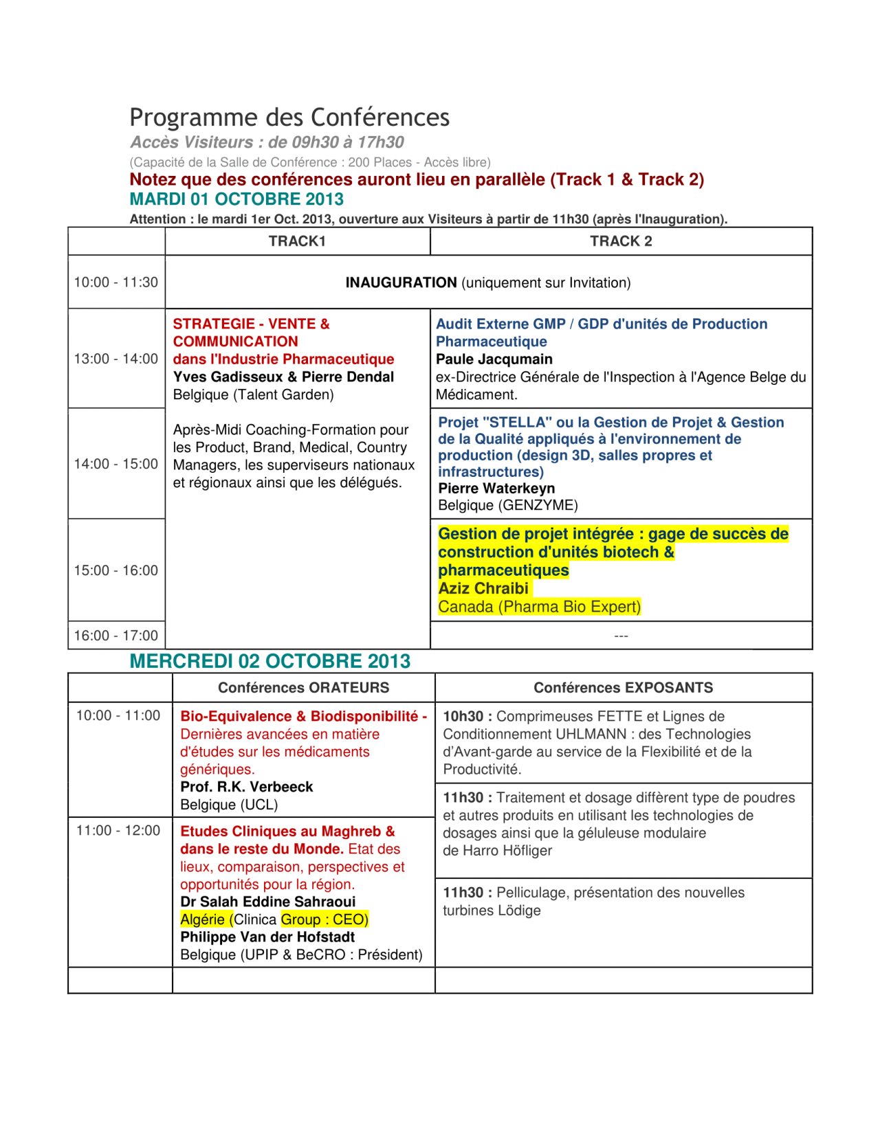 Programme des Conférences_MAGHREB PHARMA 2013 ORAN-1